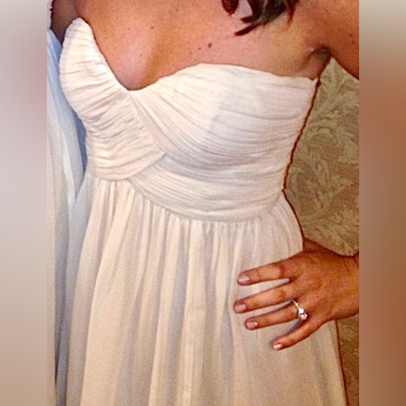 Donna Morgan Strapless Champagne Dress Size 4 dry cleaned Free Shipping - Picture 7 of 13